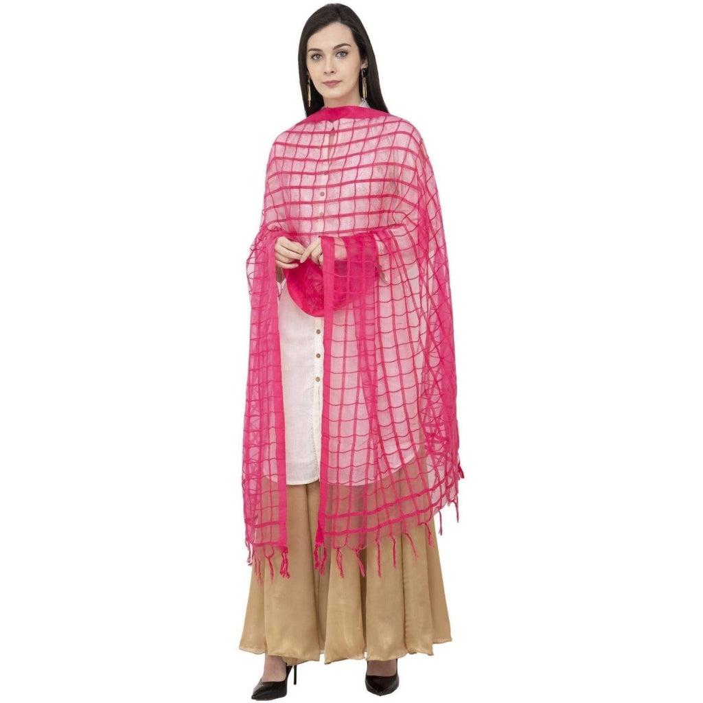 A R Silk Cotton Square Regular Dupatta Color Rani Dupatta or Chunni | Grocsy