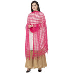 A R Silk Cotton Square Regular Dupatta Color Rani Dupatta or Chunni | Grocsy