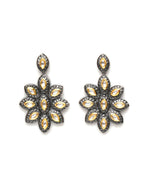 Dual Tone Kundan Flower Studs (silver) - Ruby Raang | Grocsy