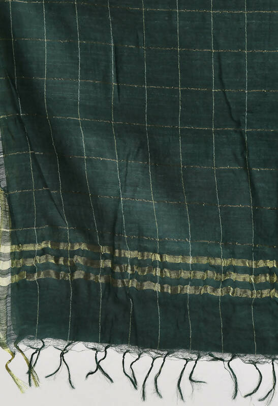 Mominos Fashion Moeza Women's Cotton Zari Box Bottle Green Dupatta | Grocsy