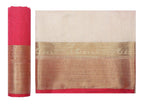 Mimosa Women's Beige Kanchipuram Linen Saree | Grocsy