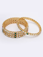 NVR Women Set of 4 Gold-Polished Kundan Studded Bangles