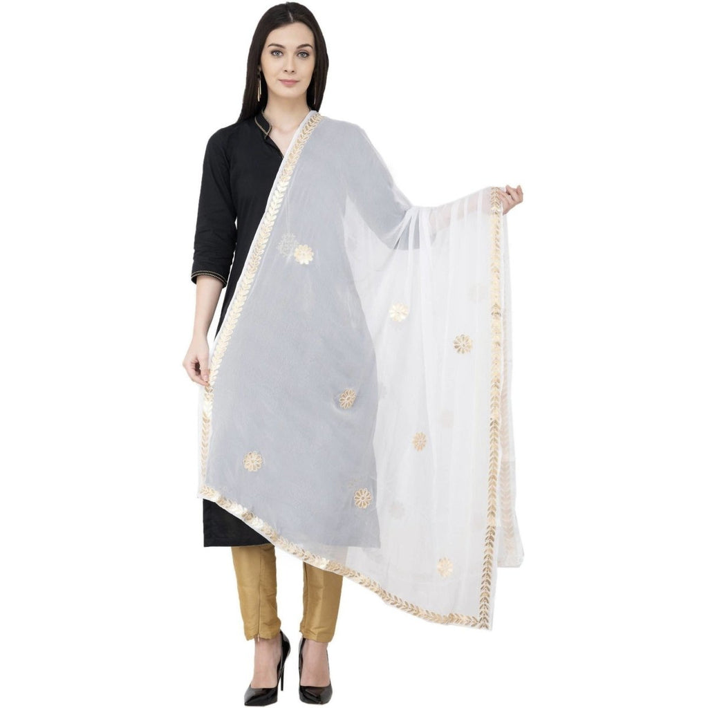 A R Silk Chiffon Gota Patti Fancy Dupatta White Color Dupatta or Chunni | Grocsy
