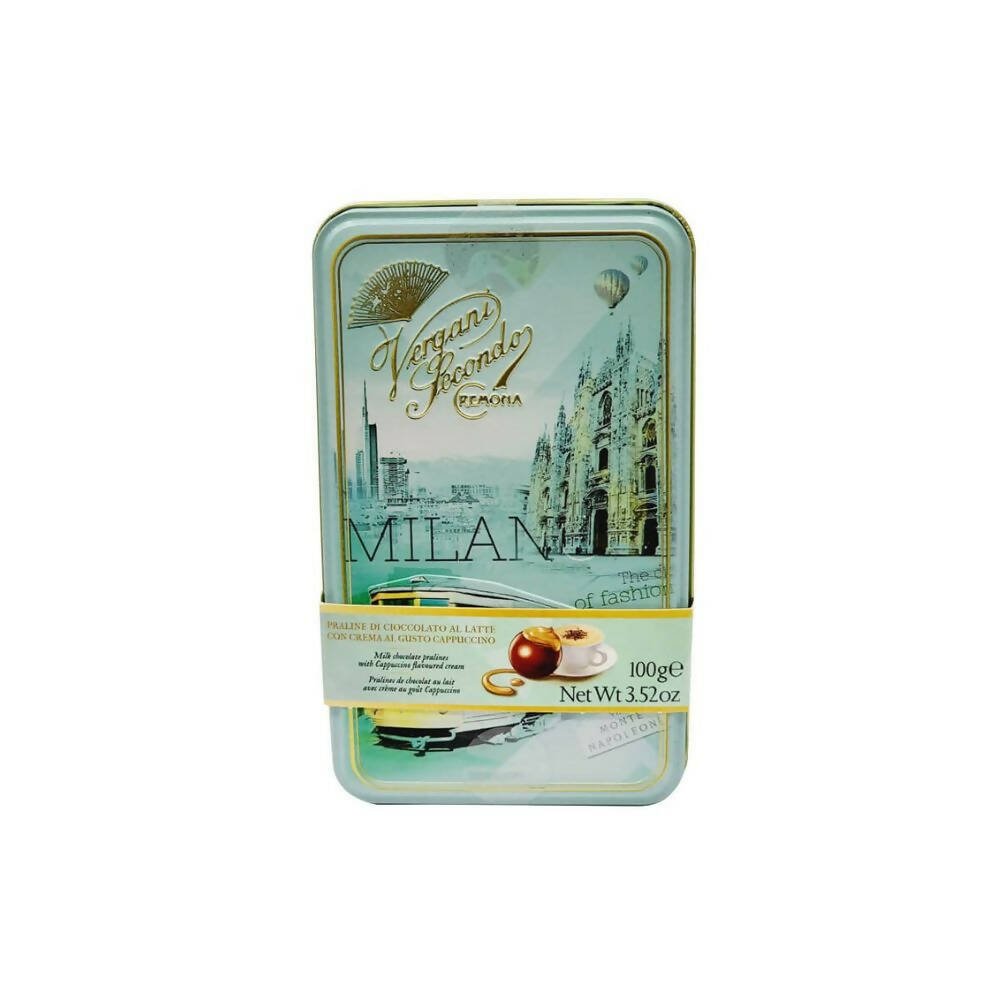 Ajfan Milk Chocolate Cappuccino Pralines In Milan Gift Tin | Grocsy