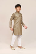 Joban Fashion Satin Cotton Gold Kurta With Straight Fit Pant | Grocsy