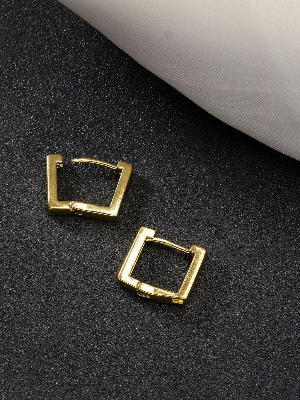 NVR Men's Set of 3 Multicolor Rhodium-Plated Geometric Shape Stainless Steel Hoop Earrings