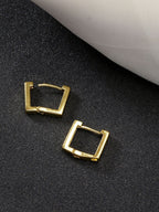 NVR Men's Set of 3 Multicolor Rhodium-Plated Geometric Shape Stainless Steel Hoop Earrings