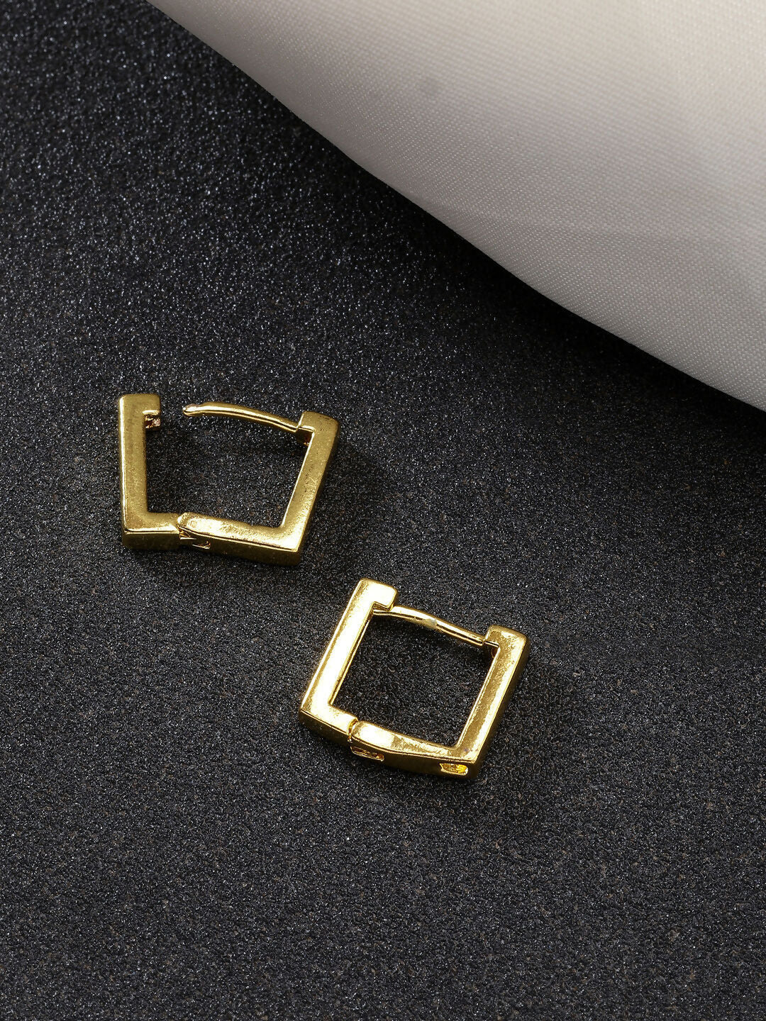 NVR Men's Set of 3 Multicolor Rhodium-Plated Geometric Shape Stainless Steel Hoop Earrings