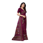 Vamika Printed Jute Silk Purple Saree (Namita Purple) | Grocsy
