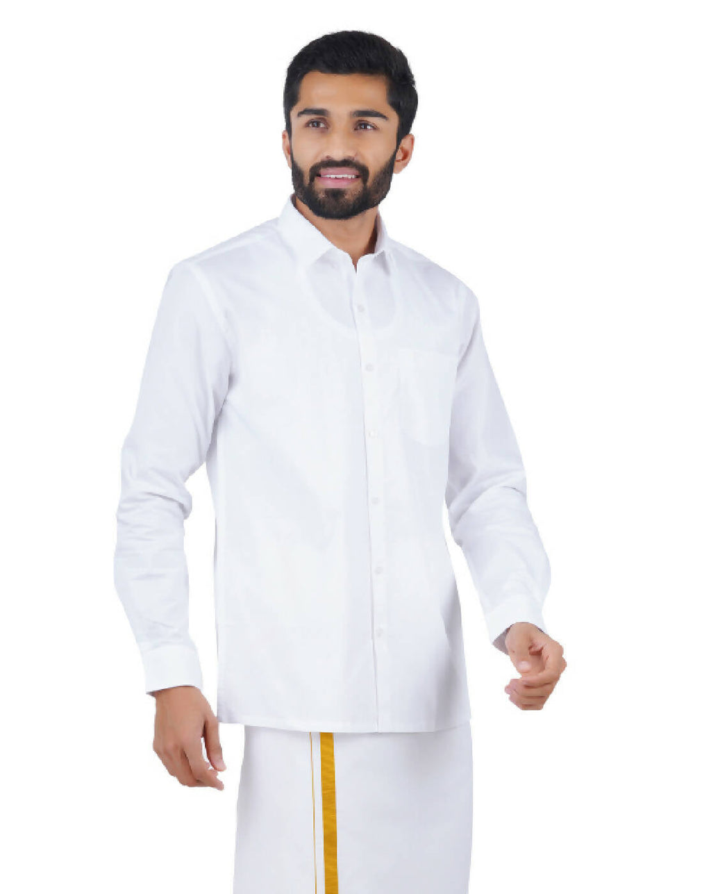 Ramraj Cotton Mens Full Sleeve Formal 100 % Cotton White Shirt | Grocsy