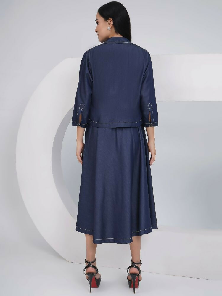 Joban Fashion Black Cotton Denim A Line Skirt With Inner And Jacket | Grocsy
