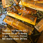 Nat Habit Kacchi Neem Wooden Comb - Soaked In 13 Herbs, Neem & Sesame Oil For Multi-Actions | Grocsy