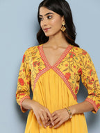 Ahalyaa Women's Traditional wear Ethnic Dress - Mustard | Grocsy