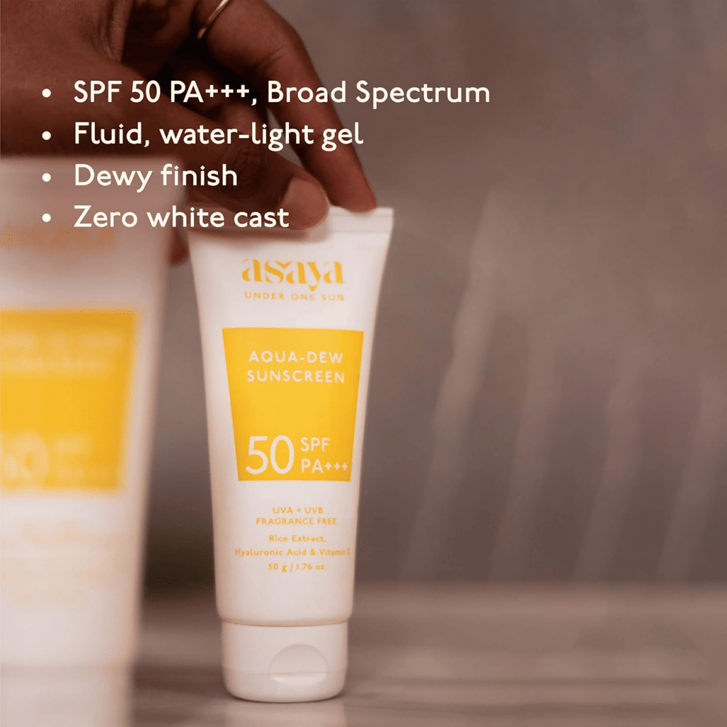 Asaya Aqua Dew Sunscreen SPF 50 PA+++ With Rice Extract For All Skin Types | Grocsy