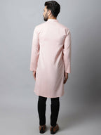 Even Apparels Pink Color Linen Pure Cotton Men's Kurta With Side Placket (SLD070) | Grocsy