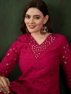 Sangria Embroidered Pure Cotton Kurta & Trouser | Grocsy