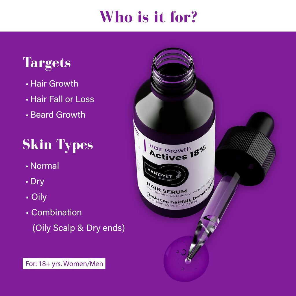 Vandyke Hair Growth Actives 18% Hair Serum | Grocsy