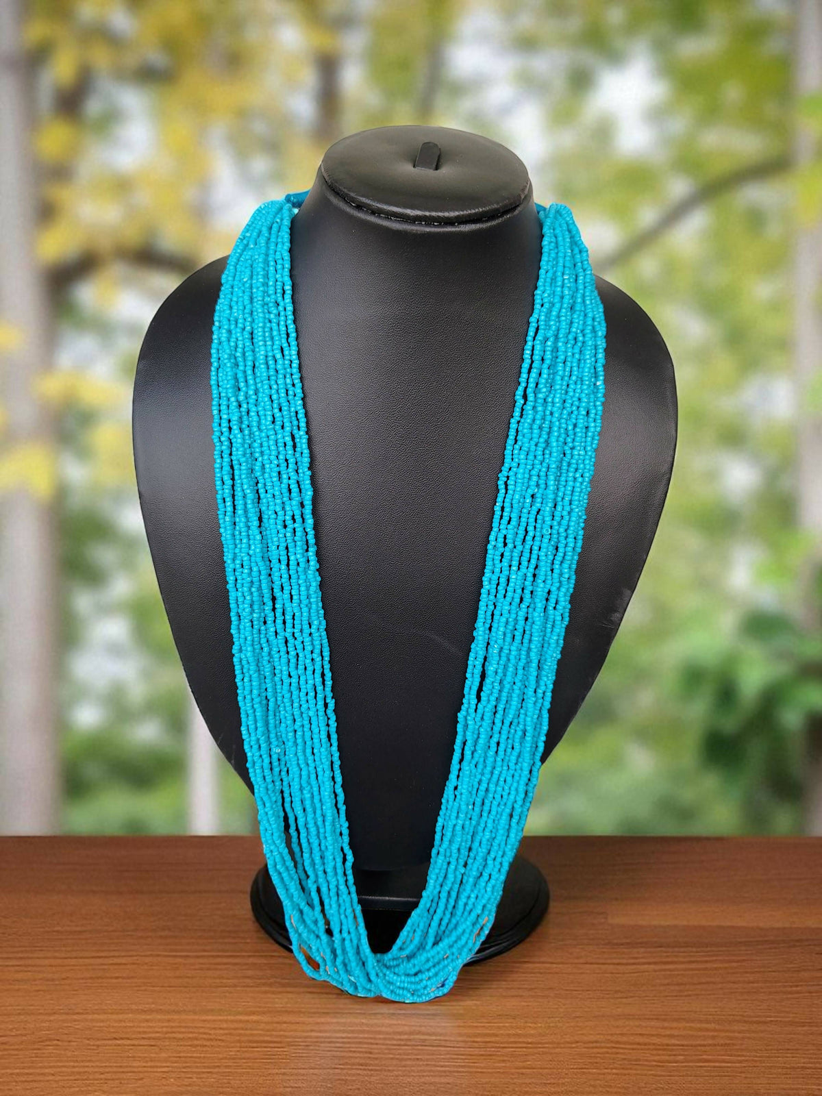 Inhanns Rangsaaz 20-Layer Luxe Long Beaded Only Necklace - Sky Blue Only Necklace | Grocsy