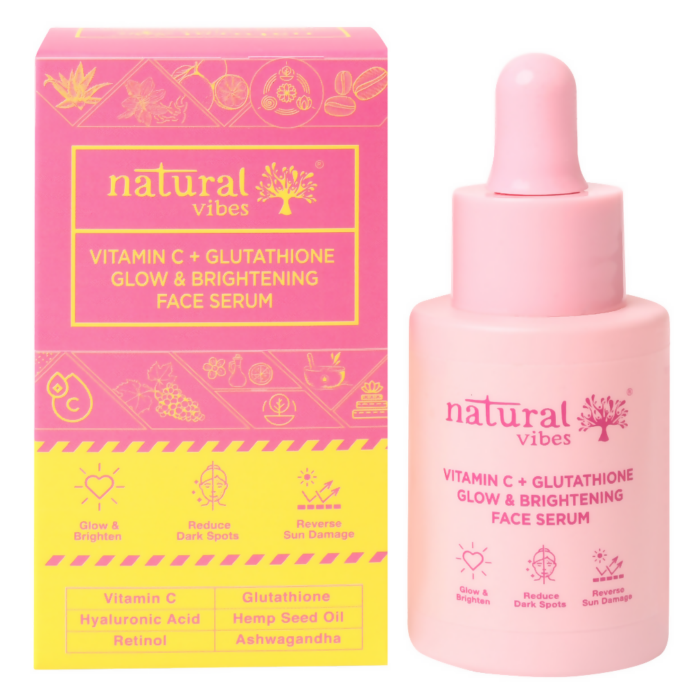 Natural Vibes Vitamin C + Glutathione Glow & Brightening Face Serum | Grocsy