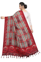 Vamika Traditional Red Printed Khadi Bhagalpuri Dupatta | Grocsy