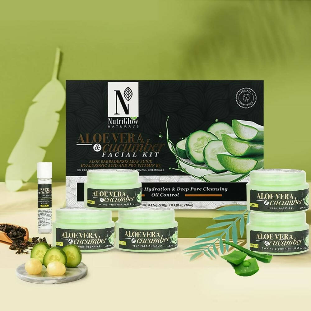 NutriGlow NATURAL'S Aloe Vera Cucumber Facial Kit | Grocsy