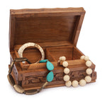 Nizalia Carved Chinar Leaf Handmade Walnut Wood Jewellery Box | Grocsy