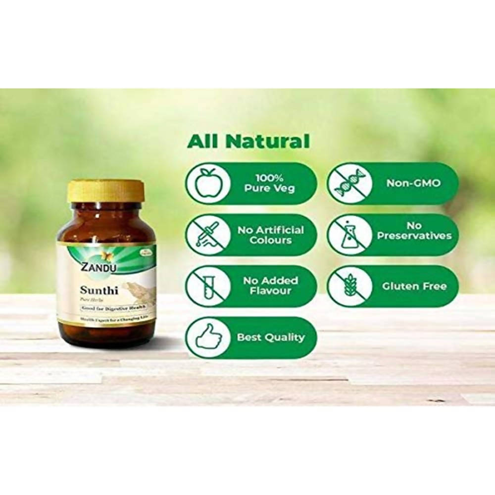 Zandu Sunthi Pure Herbs Capsules Good For Digestive Health | Grocsy