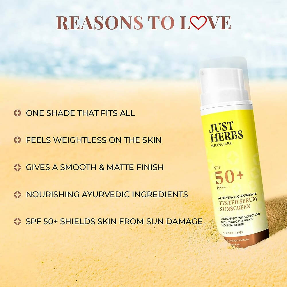 Just Herbs Tinted Serum Sunscreen SPF 50+ | Grocsy
