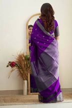 DEIANA'S Beautiful Designer Golden zari Soft Lichi Silk Saree - Purple | Grocsy
