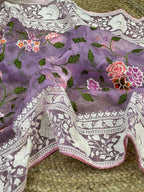 Vamsee Foolwarii Lavender Organza Saree | Grocsy