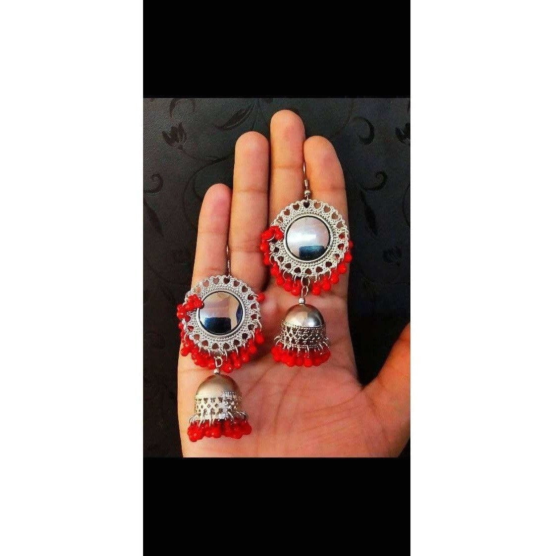 MS Fashion India Muskan Fancy Mirror work Orange smart Earrings | Grocsy