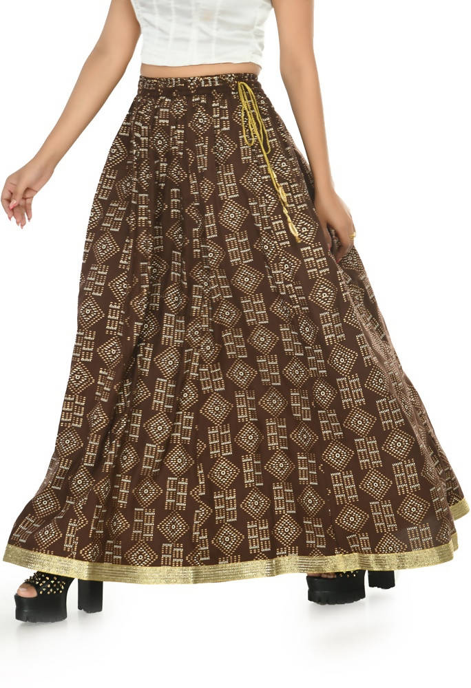 Mominos Fashion Moeza Cotton Coffee Color Printed Lehenga (Lancha) | Grocsy