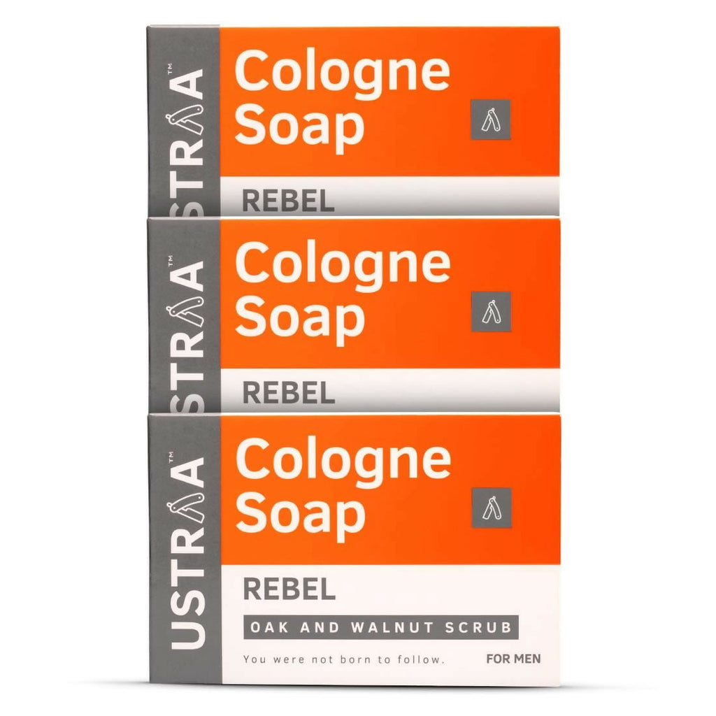 Ustraa Rebel Cologne Soap with Oak & Walnut, Triple-milled Soap, Mild Exfoliation with Walnut Granules | Grocsy