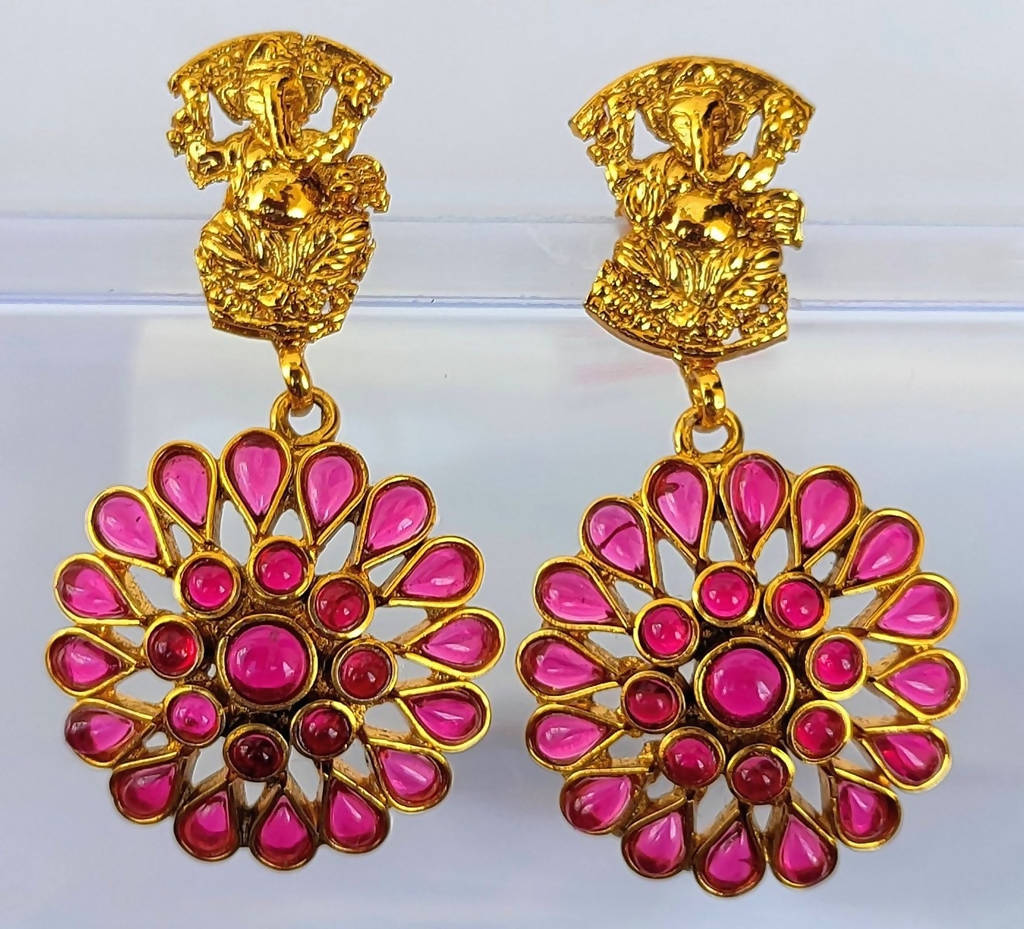 Pink Kemp Ganesha Earrings | Grocsy