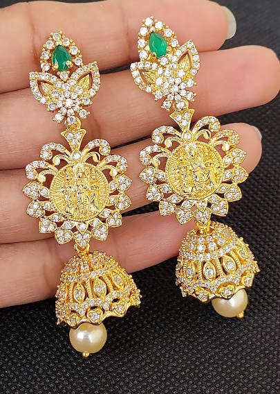 AD Emeralds Designer 4 in 1 Earrings | Grocsy