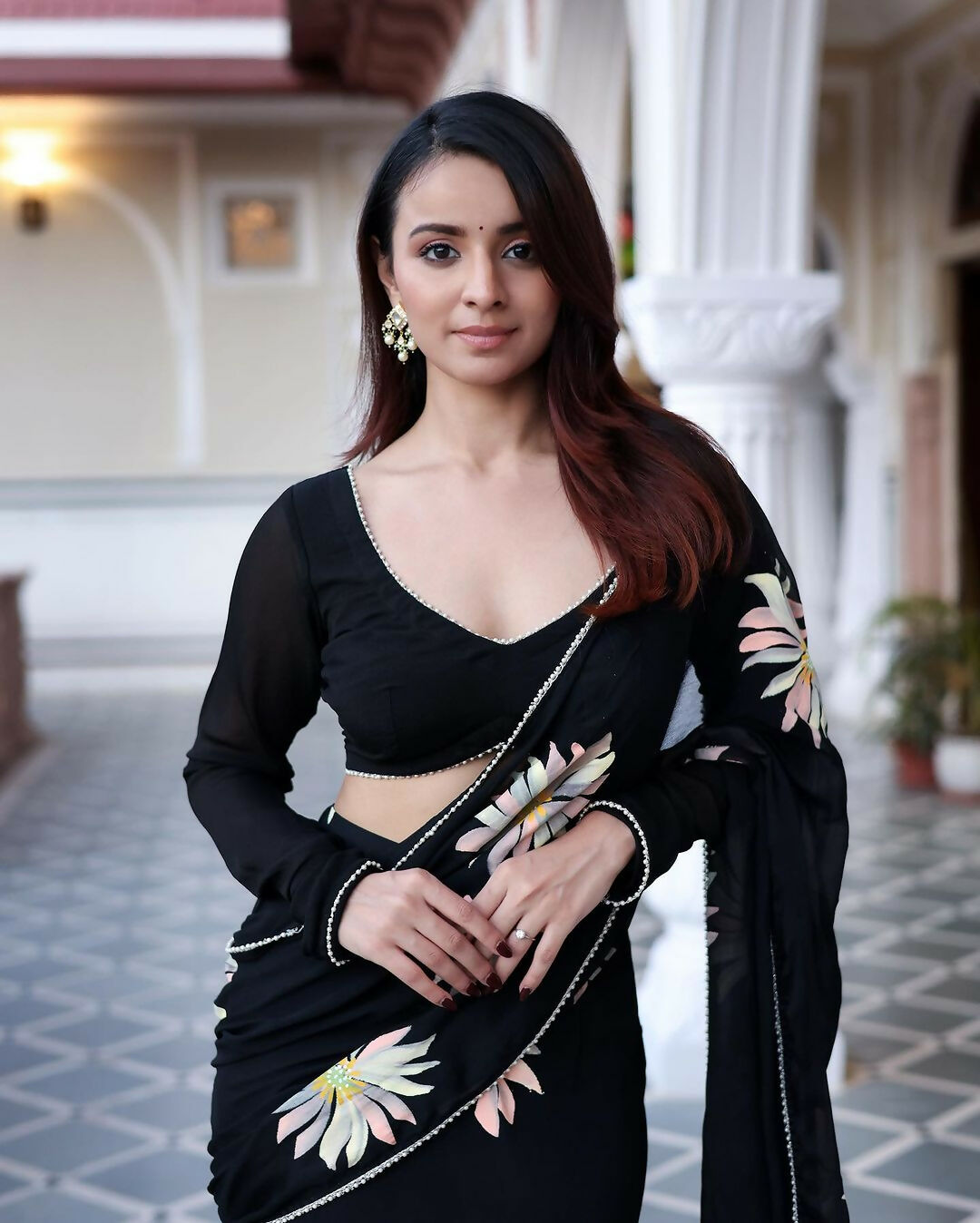 Exclusive Collection Black Party Wear Ruffle Georgette Saree | Grocsy