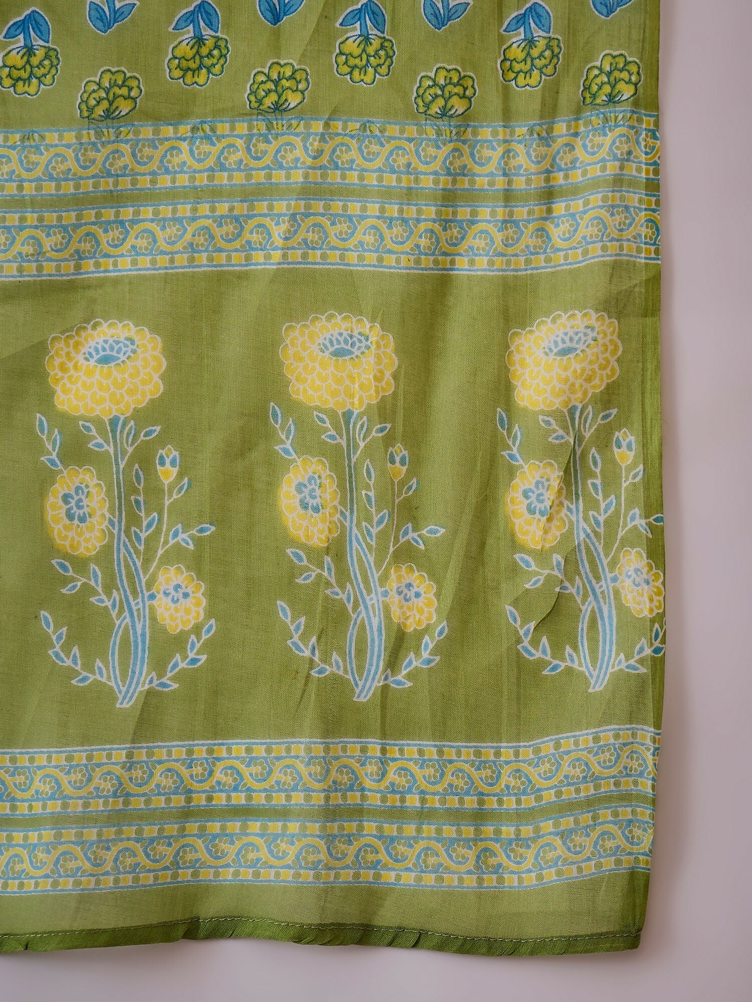 Joban Fashion Printed Green Pure Cotton Kurta Set | Grocsy