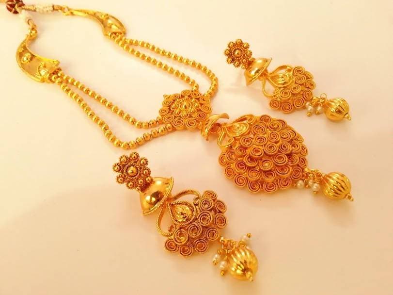 Gold-Polished Bridal Necklace Set