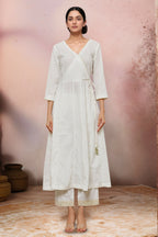 Joban Fashion Off White Anarkali With Golden Bead Work And Matching Pant | Grocsy