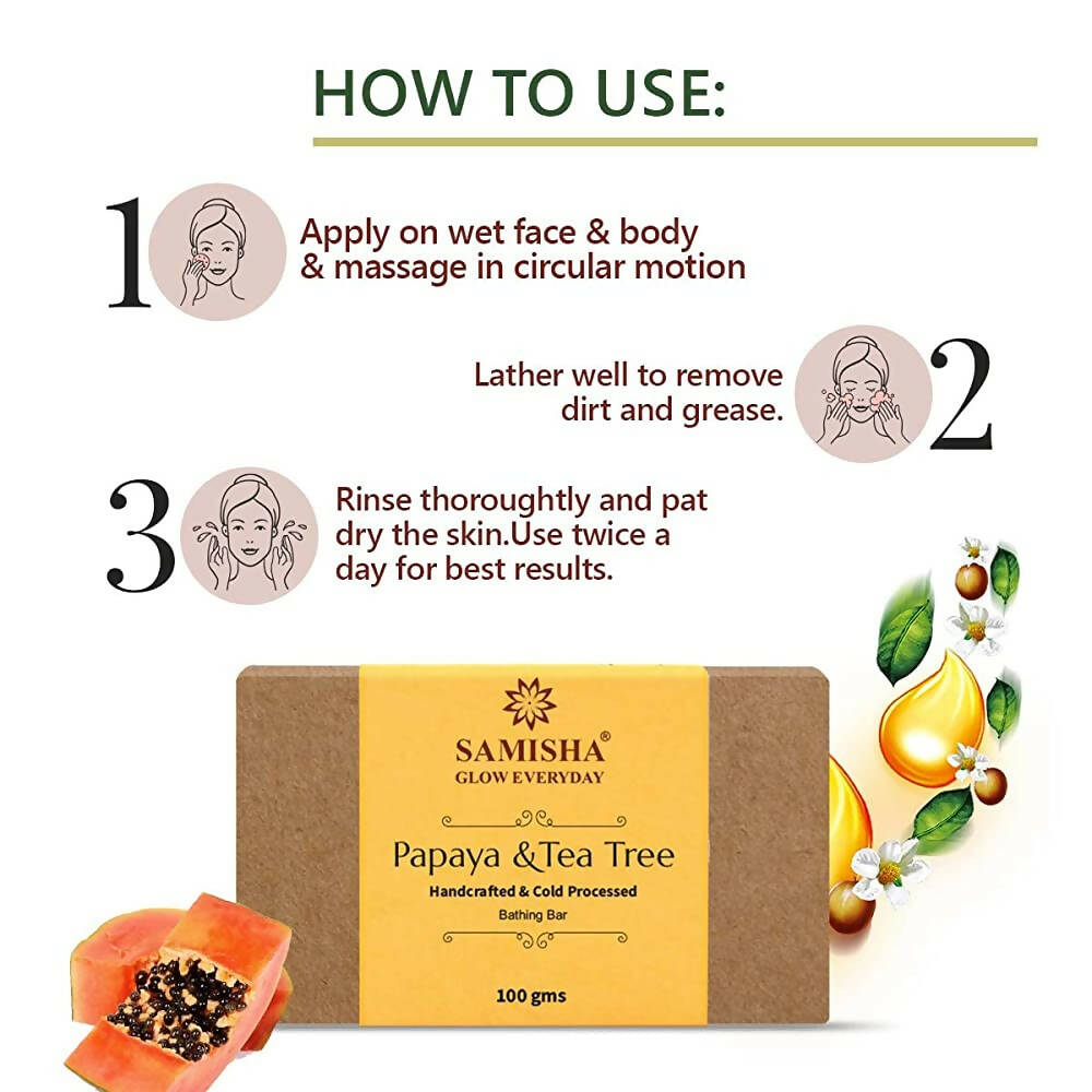 Samisha Organic Papaya & Tea Tree Skin Lightening Bathing Bar | Grocsy
