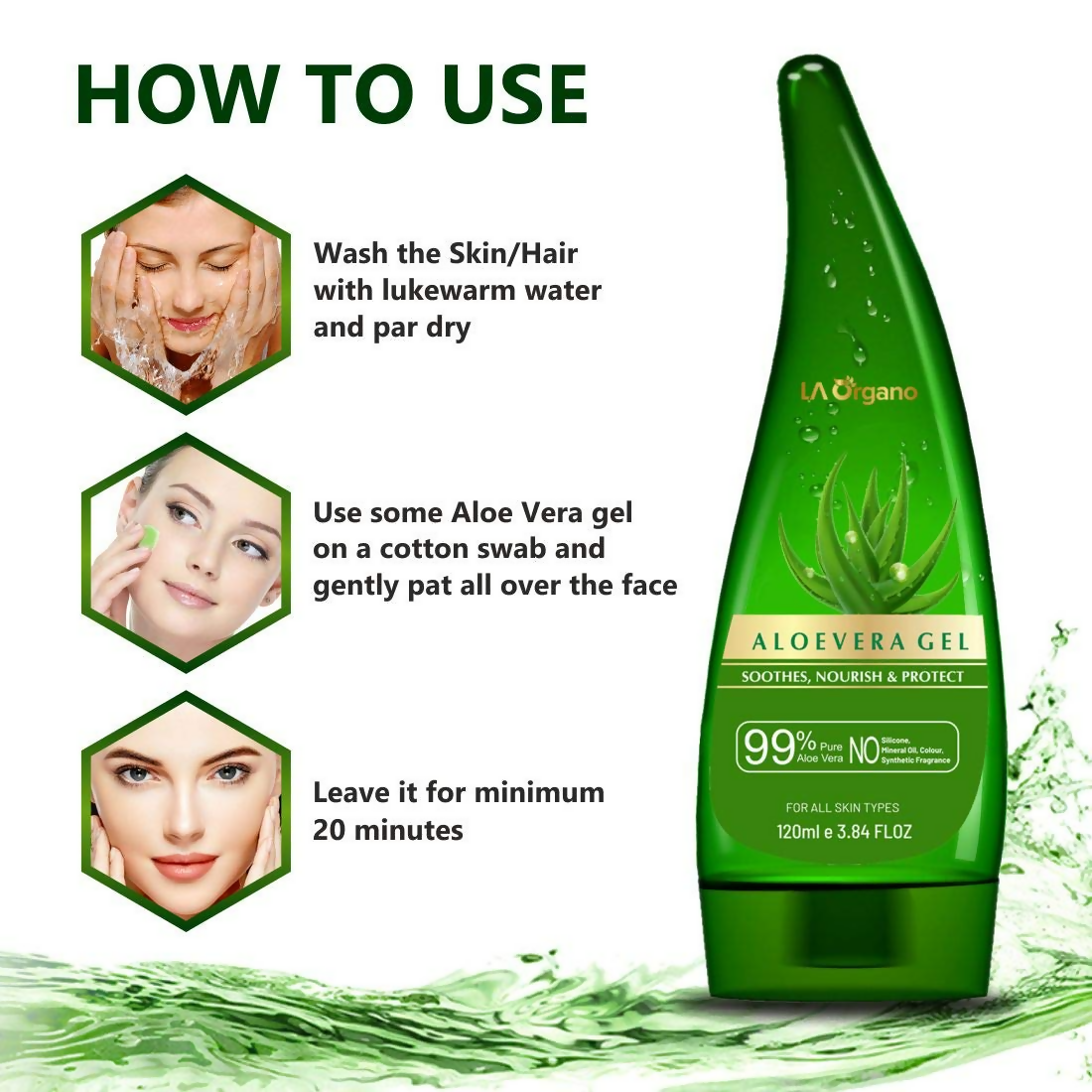 LA Organo Aloe Vera Gel for Face & Hair Moisturization and Papaya Skin Whitening Cream Combo | Grocsy
