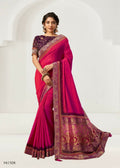 Pink Dual Tone Silk Georgette Thread, Zari And Cord Embroidery, Handwork Butta Saree - Norita Nirali | Grocsy