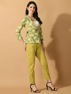 Myshka Women's Multi Printed Coat With Trousers | Grocsy