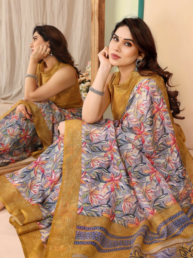 Partywear Designer Mustard Kota Doriya Fancy Saree - Dyuti | Grocsy