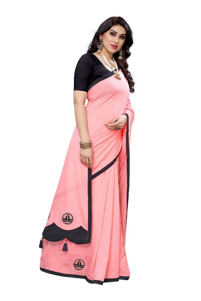 Vamika Designer Peach Dola Silk Saree | Grocsy