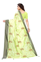 Vamika Parrot Green Crepe Embroidery Saree (Nirali Pista) | Grocsy