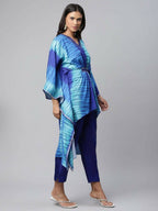 Ahalyaa Women Royal Blue Crepe Digital Printed Kaftan Kurta | Grocsy