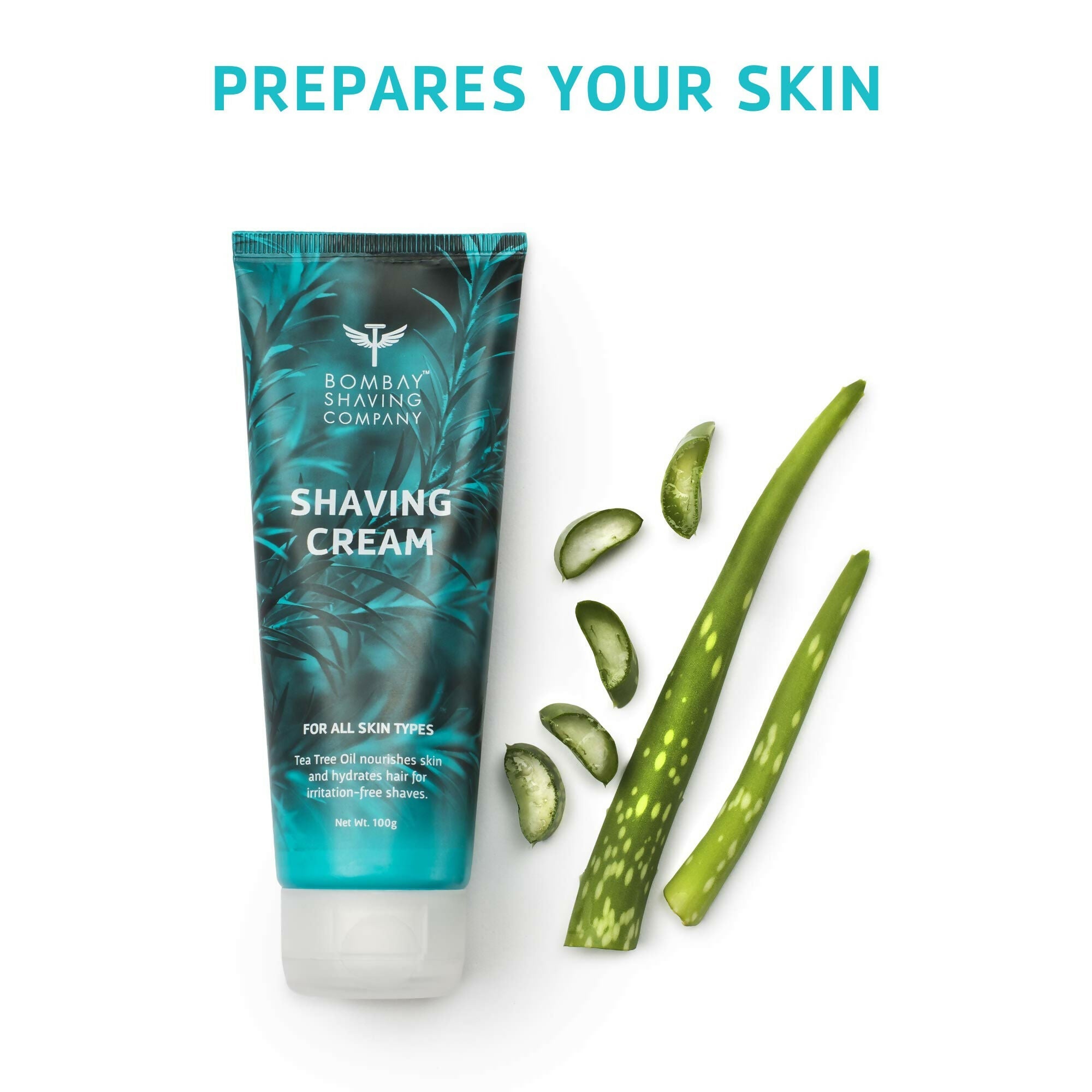 Bombay Shaving Company Shaving Cream with Tea Tree oil, Aloe Vera & Menthol Extracts | Grocsy