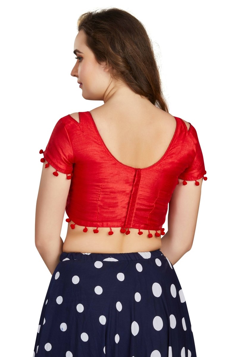 Aastha Fashion Women's Women's Orange Art Silk Button Readymade Blouse | Grocsy