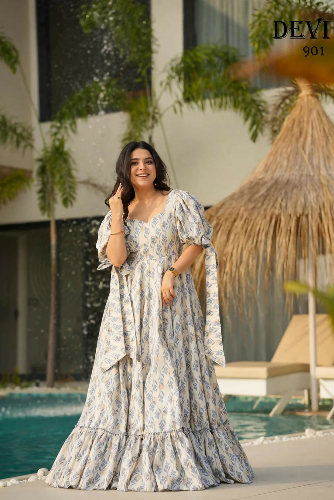 Aayaa Designer Printed Full Flared Gown - Multi Color | Grocsy